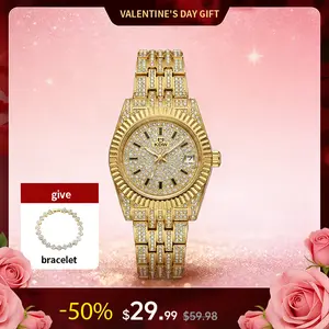 Ladies' Watch Luxury Full Diamond Bangle Watch – 30M Waterproof, Versatile & Practical, Timeless Classic Design, Comes with Matching Bracelet | Perfect Christmas Gift Option