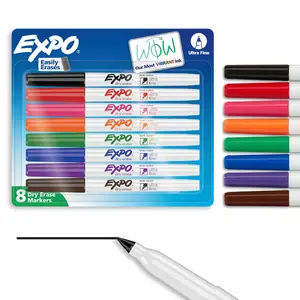 Low Odor Dry Erase Markers, Ultra-Fine Tip, Assorted Colors, 8 Count
