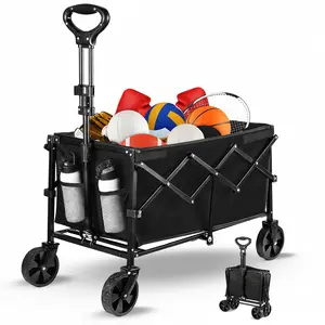 Collapsible Wagons Carts Foldable, 250LBS Heavy Duty Beach Wagon Cart with All Terrain Wheels for Garden Camping Fishing Sports Shopping