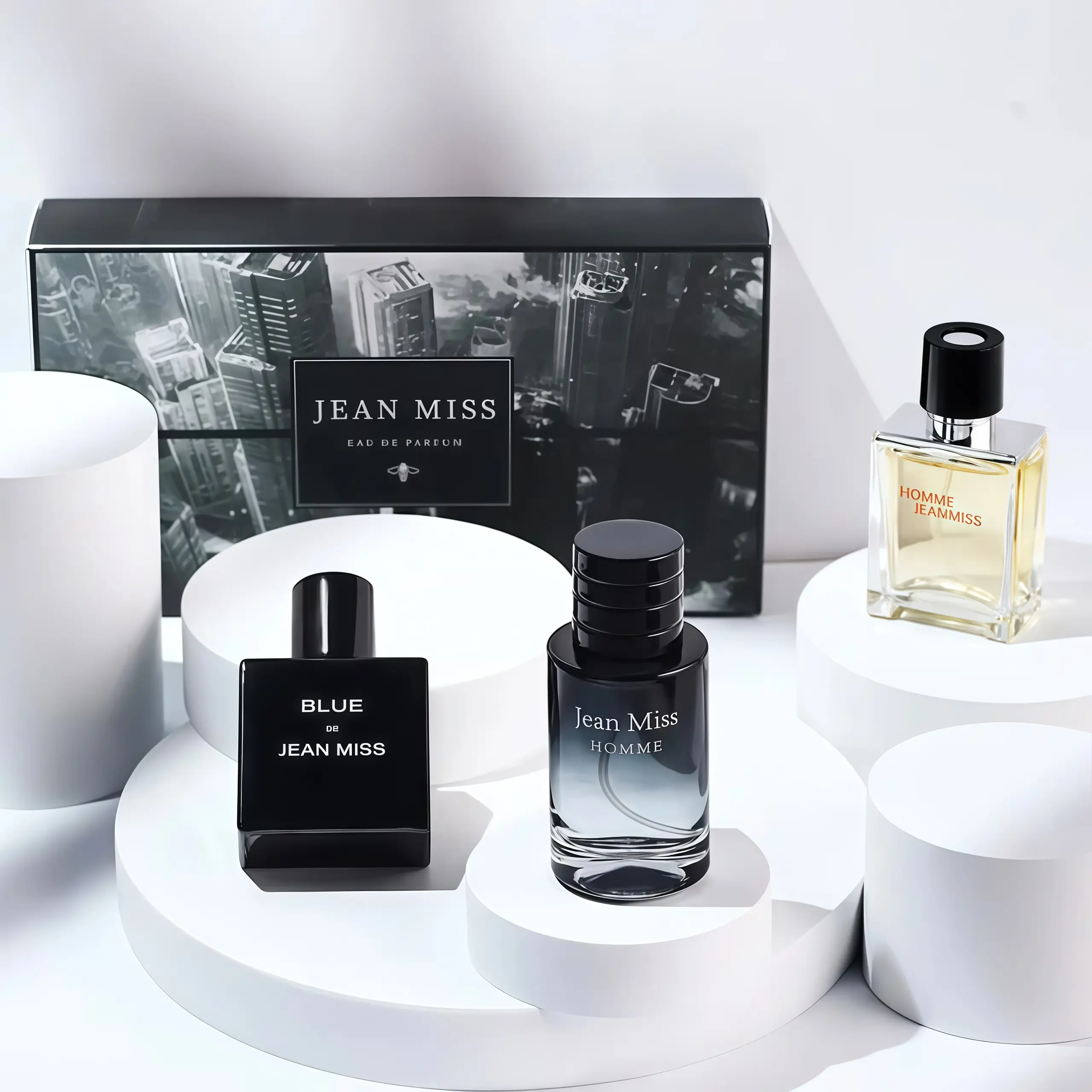 JEAN MISS Men's Perfume Set | 3 pieces in total, each bottle contains 30ml of liquid fragrance | Includes lemon, jasmine, and cedar | Everyday scent | An ideal  for couples, dates, and parties | asseek men | purse stuffer | bold shot great holiday gift