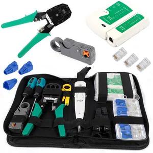 Network Tool Kit for Cat5 Cat5e Cat6, Portable Ethernet Cable Crimper Kit with a Ethernet Crimping Tool, RJ45 Network Cable Tester, 8p8c 6p6c Connectors rj45 rj11 Cat5 Cat6 Cable Tester Tool  Set for home, office, lab, dormitory