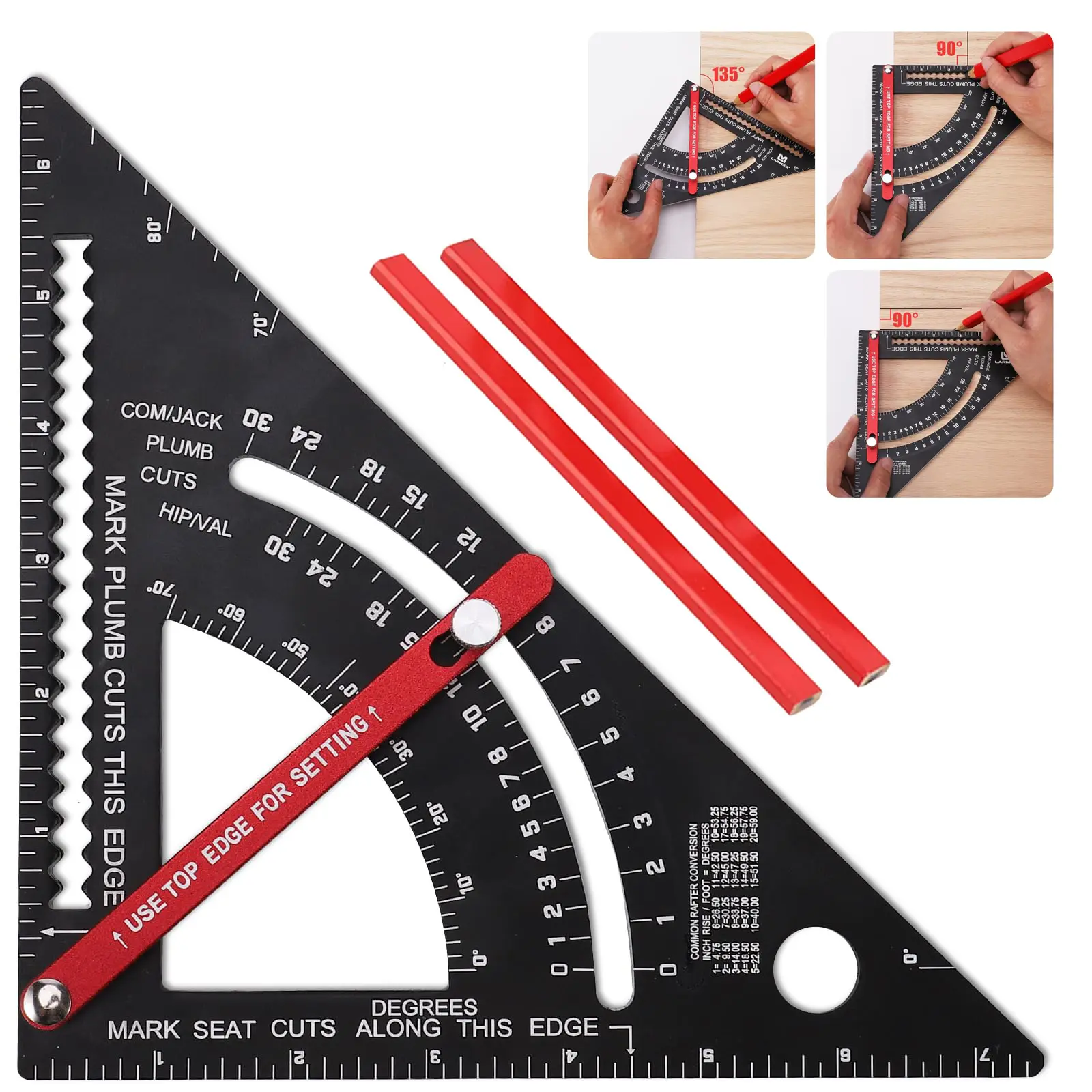 Carpenter Square 7 inch Woodworking Tools Adjustable Rafter Square Carpenter Tools, Combination Square Framing Square, Aluminium Carpentry Squares, Gift for Carpenters