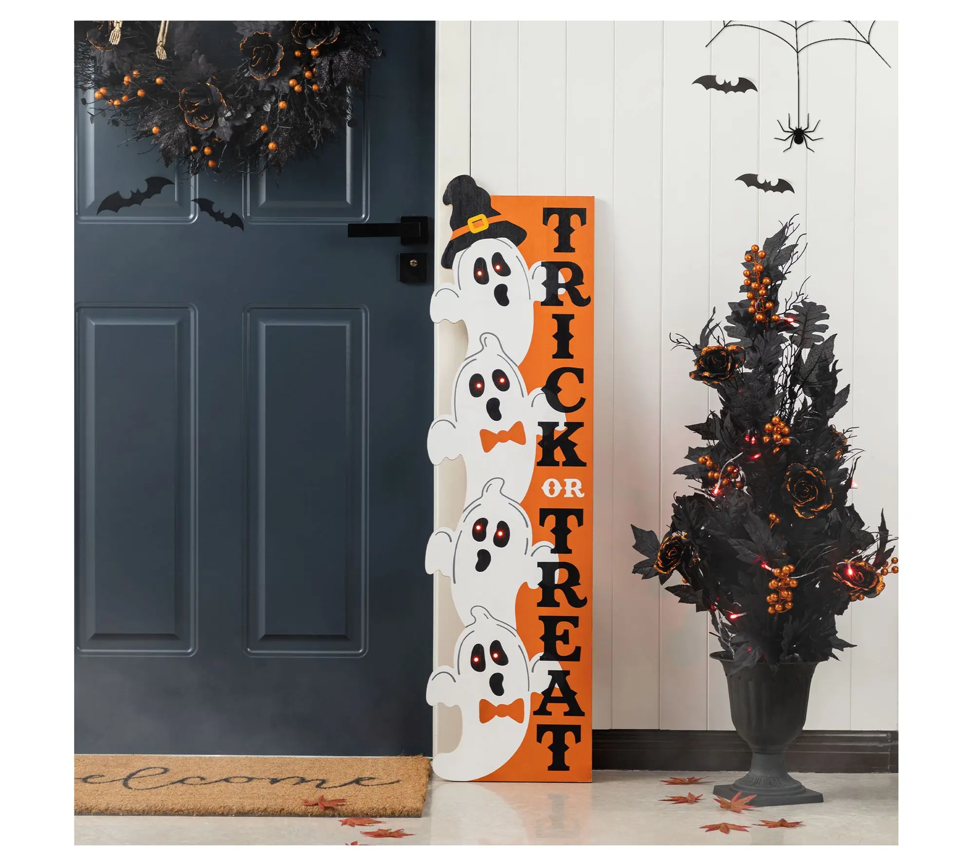 Glitzhome 42" Lighted Halloween Ghostie Porch Sign w/ Timer