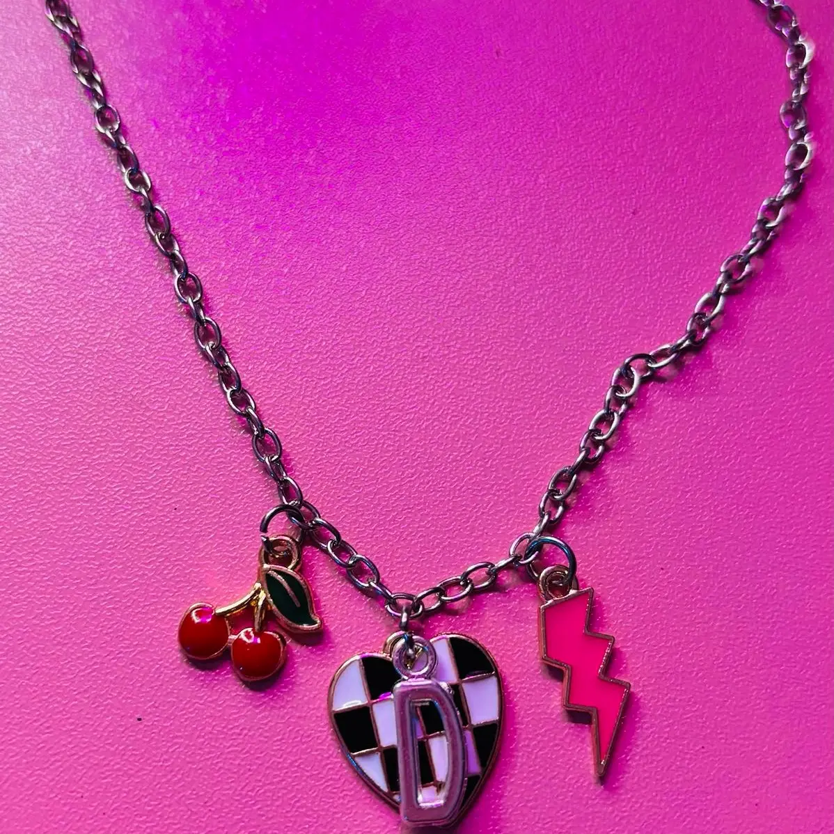 Electric Cherry Initial Charm necklace Electric Cherry Initial Charm necklace