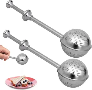2 Pcs Bakers Dusting Wand for Sugar Flour and Spices, Stainless Steel Flour Duster for Baking, Powdered Sugar Shaker Duster Sifter, Spring-Operated Handle for One-Handed Operation wishstream