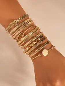 Boho Style Cuff Bangle, Trendy Stack Bangle, Fashionable Vintage Design Bangle for Women & Girls, Casual Trendy Accessories for Party and Daily Life, Boho Style Bracelet