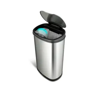Automatic Kitchen Trash Can, 13 Gallon Stainless Steel, Motion Sensor Hands free Soft Close Lid Garbage Bin, Silver