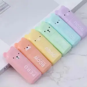 Cute Bear Design Highlighter Pen, 6 Counts/set Mini Colorful Highlighter Pen, Writing Pen for Students, School Supplies, Stationery Supplies