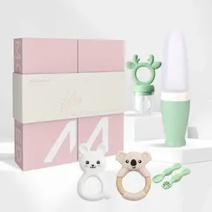 MomMed Baby Feeding Essentials Set, Food Feeder, Silicone Teething, Nursing & Feeding Tools for Babies 3-12 Months - BPA-Free, Soft Textured Ring Silicone Teether, Chewable Infant Toys pacifier ninni co pacifier