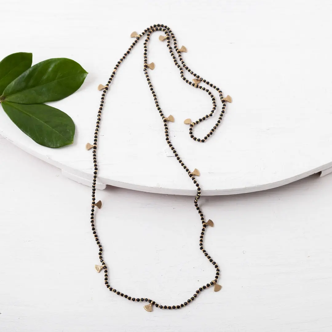 Baizaar Long Spinel Beaded Fan Necklace