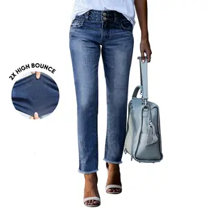 Sidefeel Women's High Waisted Jeans Strechy Raw Hem Straight Leg Zimbaplatinum Ankle Denim Pants with Pockets TikTokShopBlackFriday