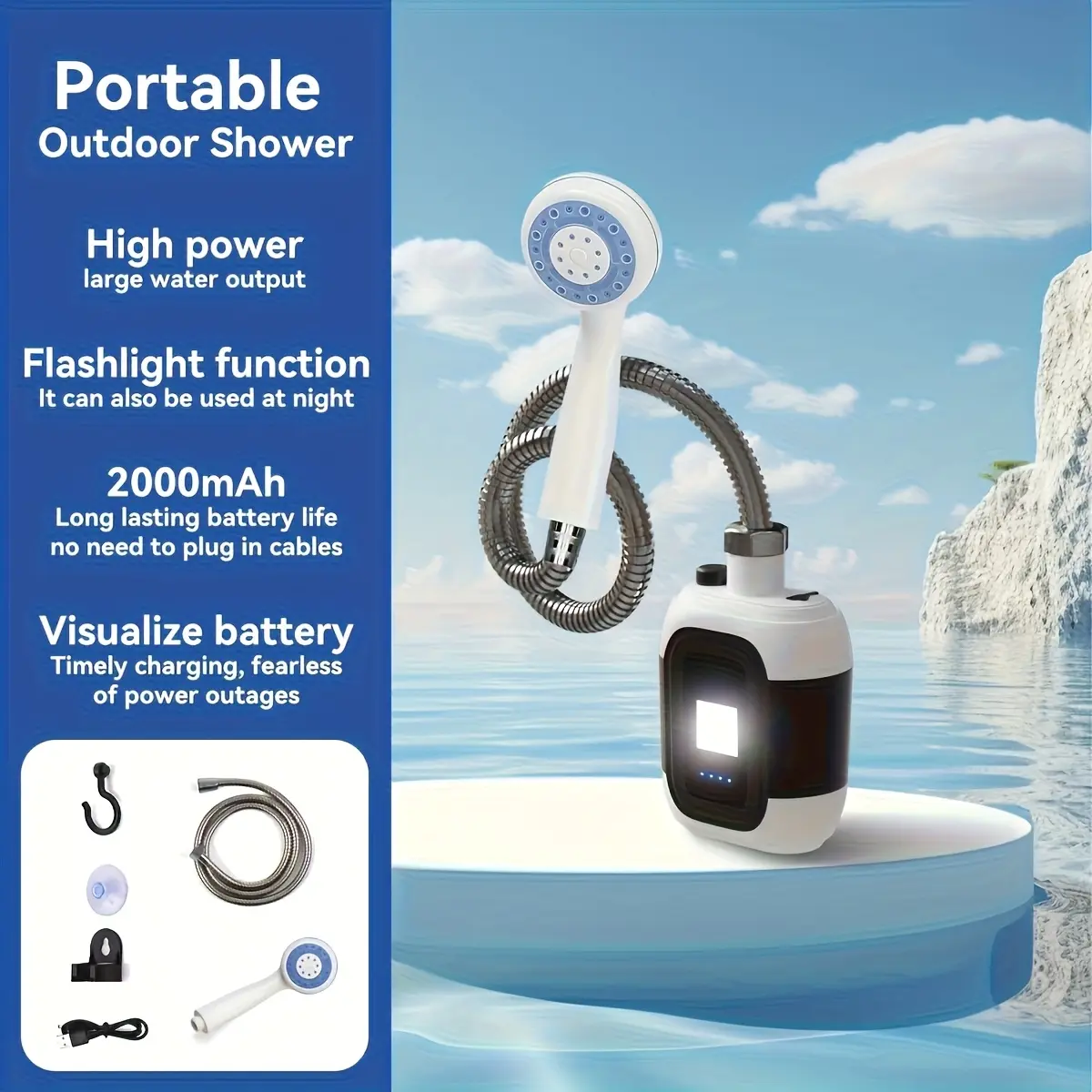 Portable Camping & Travel Shower, RV Shower, Handheld Camp Shower Pump for Family Trips, Garden Use and Pet Bathing