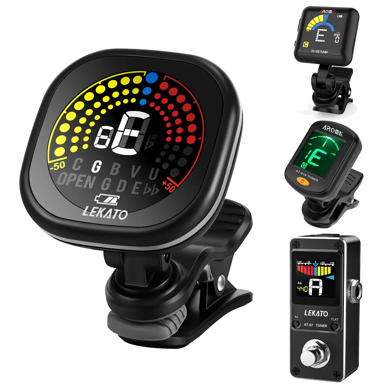LEKATO Guitar Tuner Rechargeable, Tuner Clip On for Guitar, Bass, Ukulele,Violin & Chromatic Tuning Modes, Fast Accuratie Tuning, Super Bright Display to Read, for Professional/Beginners