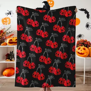 1pc Halloween Skeleton Orchid Fleece, Comfortable, Soft, Warm Nap Envelope Cover Blanket, Suitable for Sofa, Bed, Car, Camping, Halloween Gift Blanket, Decorative Giftable Blankets, Figure Print Blanket, Flannel Cozy Blanket