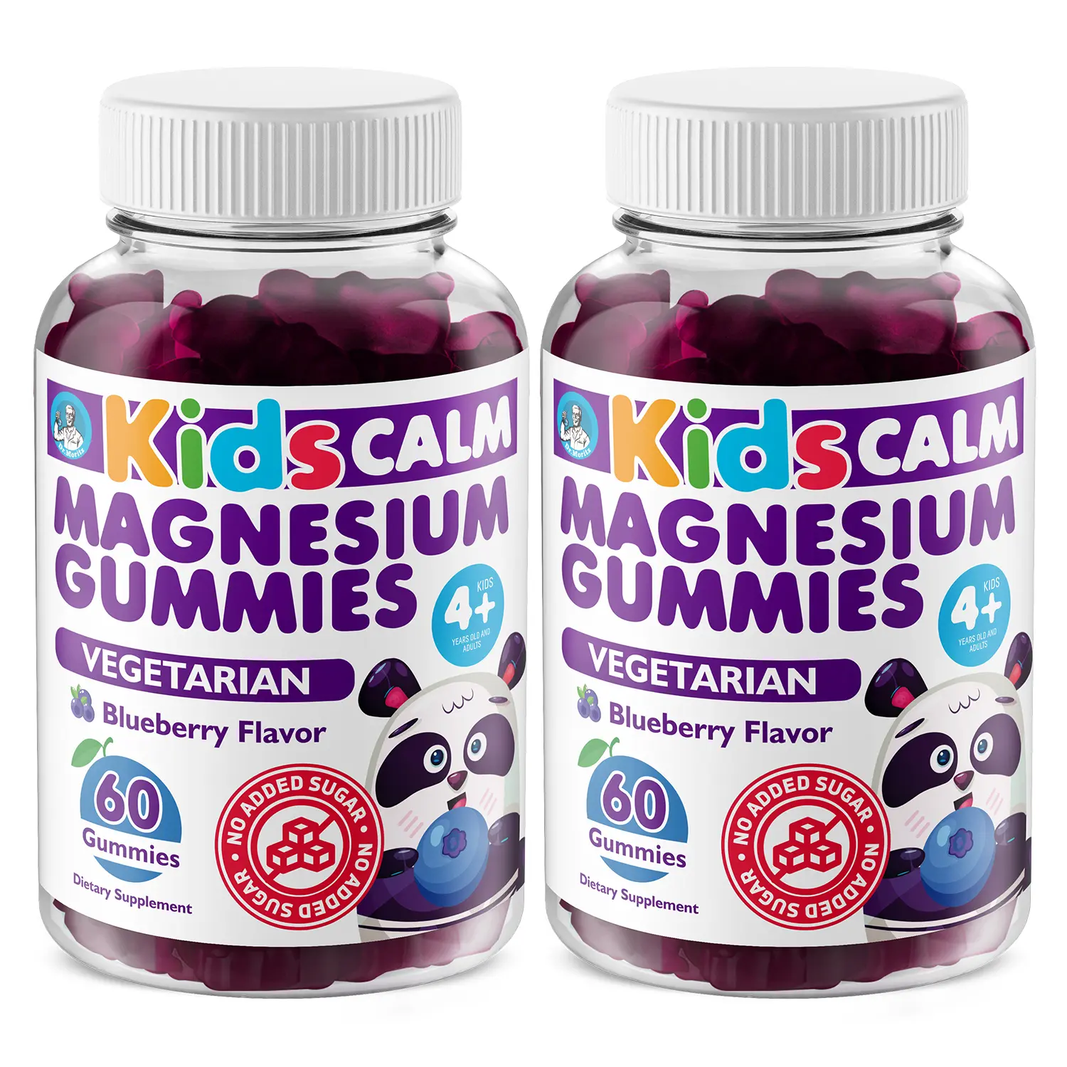DR. MORITZ Sugar-Free Calm Magnesium Gummies for Kids and Adults - Non-GMO Magnesium Citrate Gummies - Blueberry Flavor - 2-Pack (60 Count)