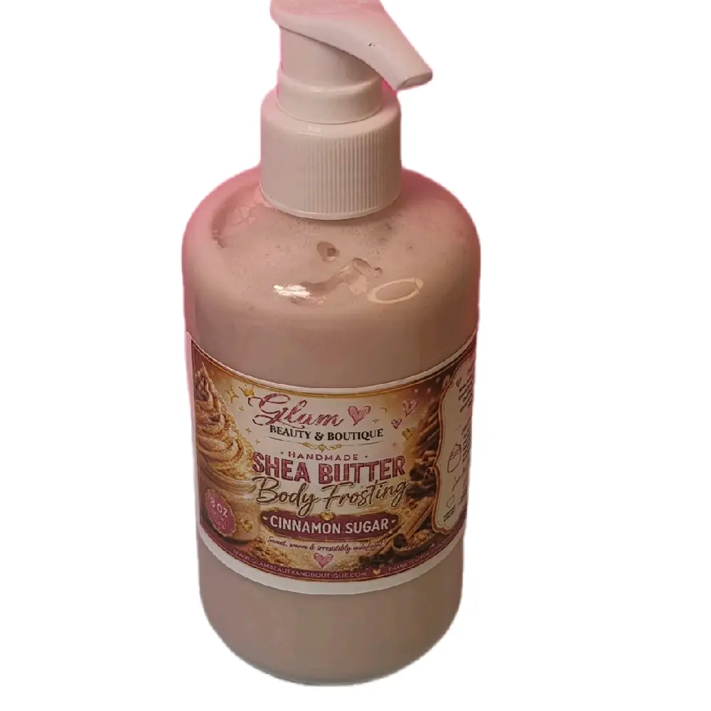 Cinnamon Sugar Whipped Shea Butter Moisturizer 8 oz Handmade Body Lotion with Shea Butter & Sweet Almond Oil - Hydrating Formula for All Skin Types Full Body Lotion Lotion Pump Blend Gentle