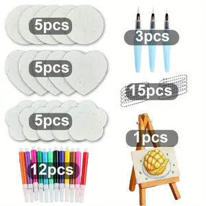 46pcs Magic Foam Texture Painting Kit, 3D Sponge with Foam Paper, DIY Bubble Drawing Pens, Artistic Tools, Vibrant Colors for Creative Art Projects, Art Markers Set, Art Supplies Kit