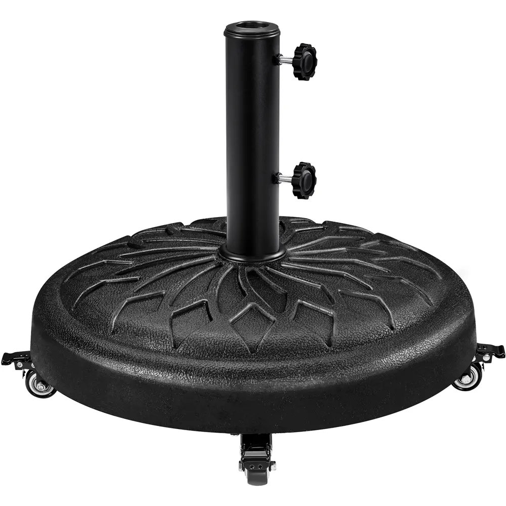 【4 Lockable Castors】 Yaheetech 55 lb 20″ Outdoor Patio Rolling Heavy-duty Self-Weight Market Umbrella Base Stand Round All Weather Umbrella Base