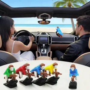 SleekHush Funny Car Dashboard Push Figurines – Creative Rotating Suction Cup Car Decor, Mini People Dashboard Ornament That Moves When Turning