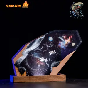Handmade Interstellar Resin Sculpture – Unique Hexagon Epoxy Art, Cosmic Galaxy-Themed Collectible Model, Space Decor, Gift for Astronomy Lovers