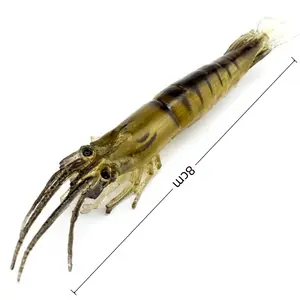 10 Pack 3.2 Inch Soft Plastic Shrimp Lures Simulation Prawn with Hooks for Saltwater Fishing