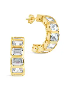 Nyssa Bezel CZ Station Hoop Earrings
