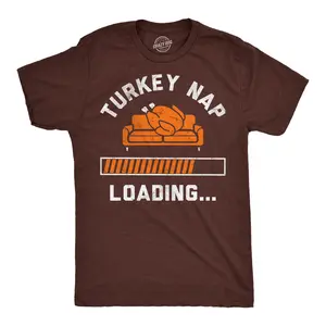 Mens Funny T Shirts Turkey Nap Loading Sarcastic Thanksgiving Graphic Novelty Tee For Men Mens Funny T Shirts Cool Vintage Fashion T-Shirt Gift Classic Menswear Thanksgiving Apparel for Men Funny Food Short Brown -