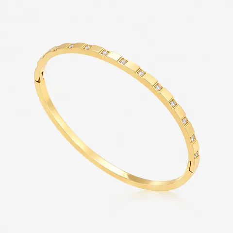 EVRY JEWELS Waterproof - 18K Real Gold Plating Stainless Steel Women's Hypoallergenic Halo Click Bangle Bracelet