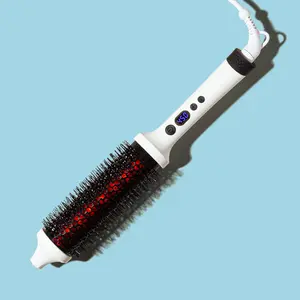 LONG BARREL INFRARED THERMAL BRUSH for Frizz-Free, Red Light for Less Damage, Extended Barrel for Long Hair