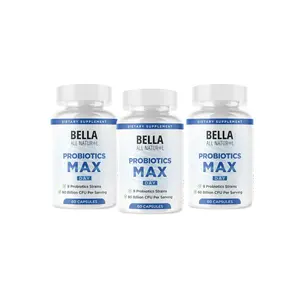 3 Pack Bella All Natural Probiotics MAX Day - 8 Probiotic Strains & 60 Billion CFU per Serving for Daily Use