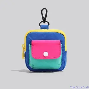 Unique Mini Zipper Coin Purse Color Block Small Card Holder Portable Compact Earbud Pouch Trendy Dainty Accessory Versatile Storage Bag For Daily Commute Handbag Backpack Travel Casual Use