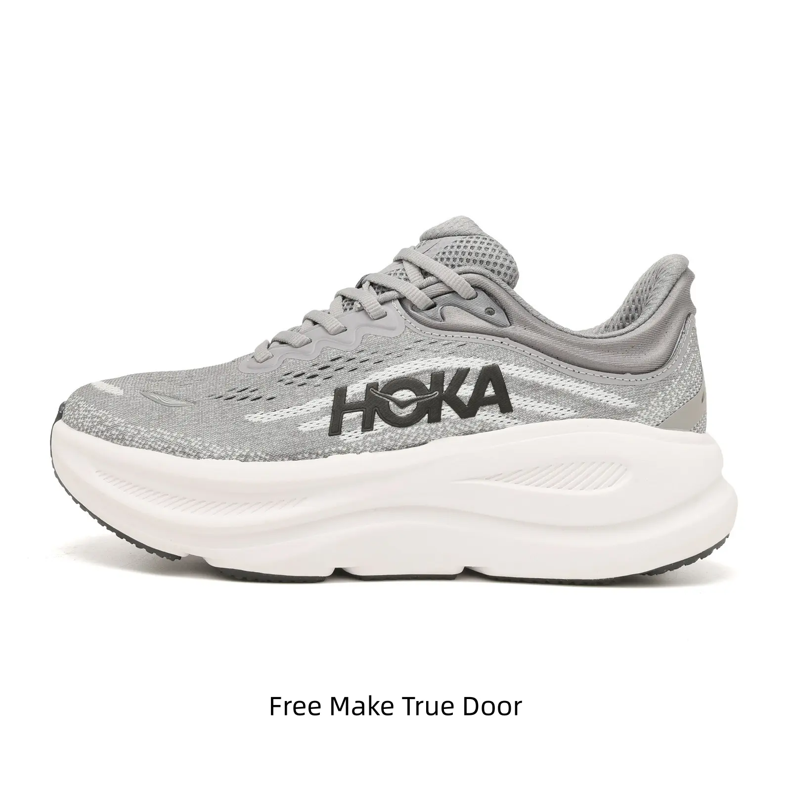 Marled Light Grey Knit Low Top Marathon Sneakers Oversized Shock Absorbing Platform Midsole Breathable All Match Gym Daily Walking Shoes For Men Women
