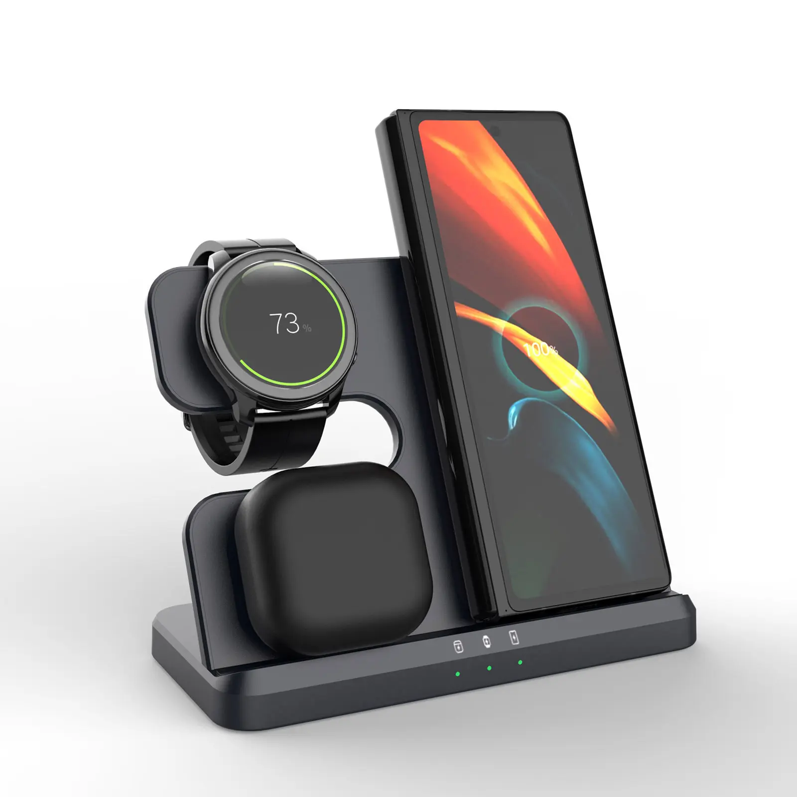 Wireless Charger 3 in 1 Stand for Samsung Charging Station Galaxy Watch Multiple Devices Fast Chargers Compatible for Samsung Galaxy S26 S25 Ultra S24 S23 S22 S21 S20 Z Flip 7/6/5/4/3 Fold 7/6, Galaxy Watch 8/7/6 Classic/5 Pro/4/3 Galaxy Buds