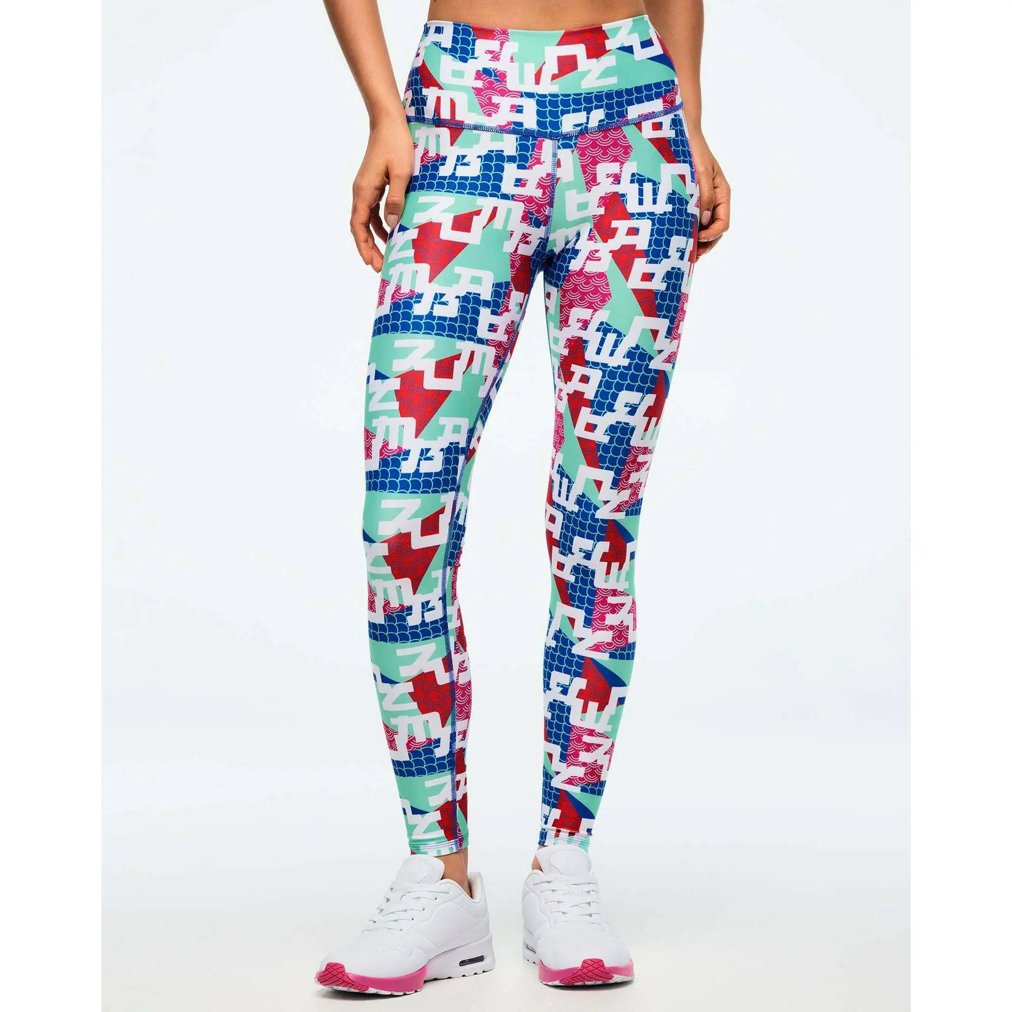 Zumba Women's Mid-High Waist Slim Fit All-Over Print Flattering Leggings - Ankle Length 26" Inseam Activewear Vibes Dance Practice Apparel Workout Bottoms
