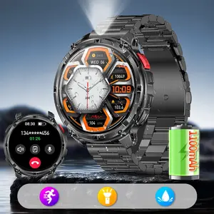 1.7 Inch Round HD Smartwatch, Large Battery Long-Lasting, Compatible with Android iOS, LED Light Compass, Waterproof Sport Watch, Electronic Watch, Gift Watch for Men Women