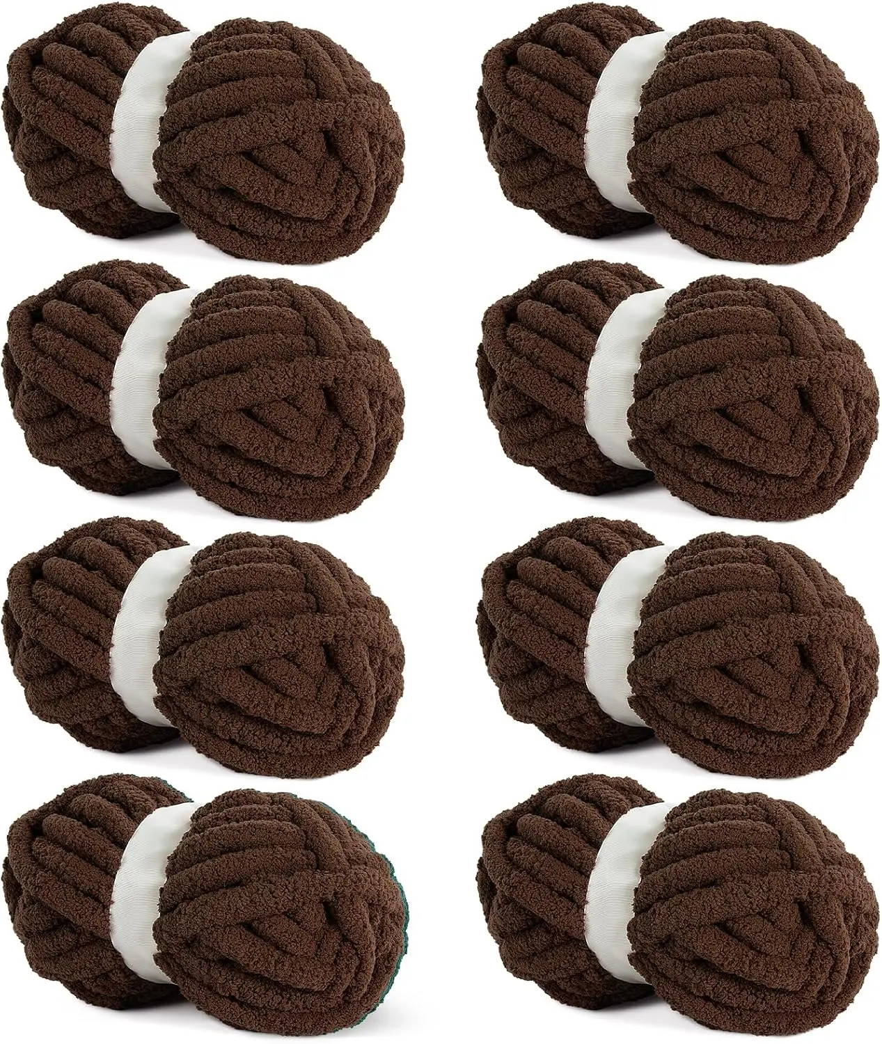 Hombys 8 Jumbo Pack Chunky Chenille Yarn for Crocheting & Knitting, Super Bulky Thick Fluffy Yarn，Suitable for DIY crafting(27yds Each, 8 oz) -- crochet hook