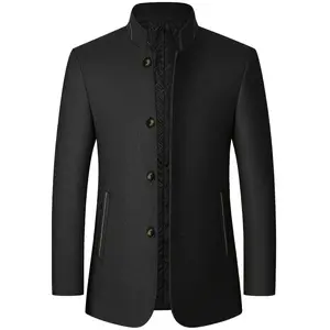 Men's wool Jacket - Formal Wear, Menswear, Business Casual, Stand-Up Collar, Single-Breasted, Side Pockets, Polyester Fiber Lining for Cold Resistance & Warmth, Textured Fabric, Ideal for Autumn-Winter Semi-Formal Office & Daily Wear,summervibes