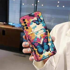 Fashion Design Waterproof Phone Case For TCL Stylus 5G Card sleeve Soft case Card bag Full wrap Cute Back Cover Durable Dirt-resistant Cover Anti-dust Silicone Cartoon Card slot