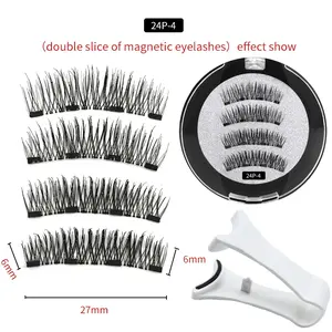 4 Magnet Magnetic Eyelashes No Glue Reusable with Clip Applicator Hot Selling Eyebrow and Eye Tools