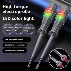 [2pcs] High-Brightness Color LED Voltage Test Pen – Multifunctional Electrical Tester for AC/DC Circuits, Car Repair, and Household WiringAGripset24