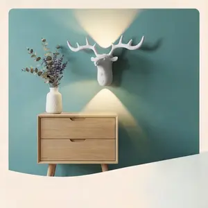 Antler wall lamp, with unique design, featuring white light / warm color light, two lighting modes - always on / sensor activated, no wiring or drilling required, decorative and ambient lighting fixture