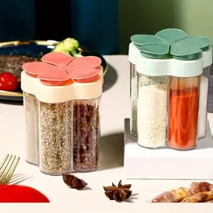 1pc 5 In 1 Travel Spice Containers, Shaker Jars, Salt Pepper Shaker, Clear Plastic Container Jars With Labels, Concise ang practical, Airtight Cap, Pour/Sift Shaker Lid, Perfect For Bbq, Camping, Hiking, Barbecue, Travel And Kitchen