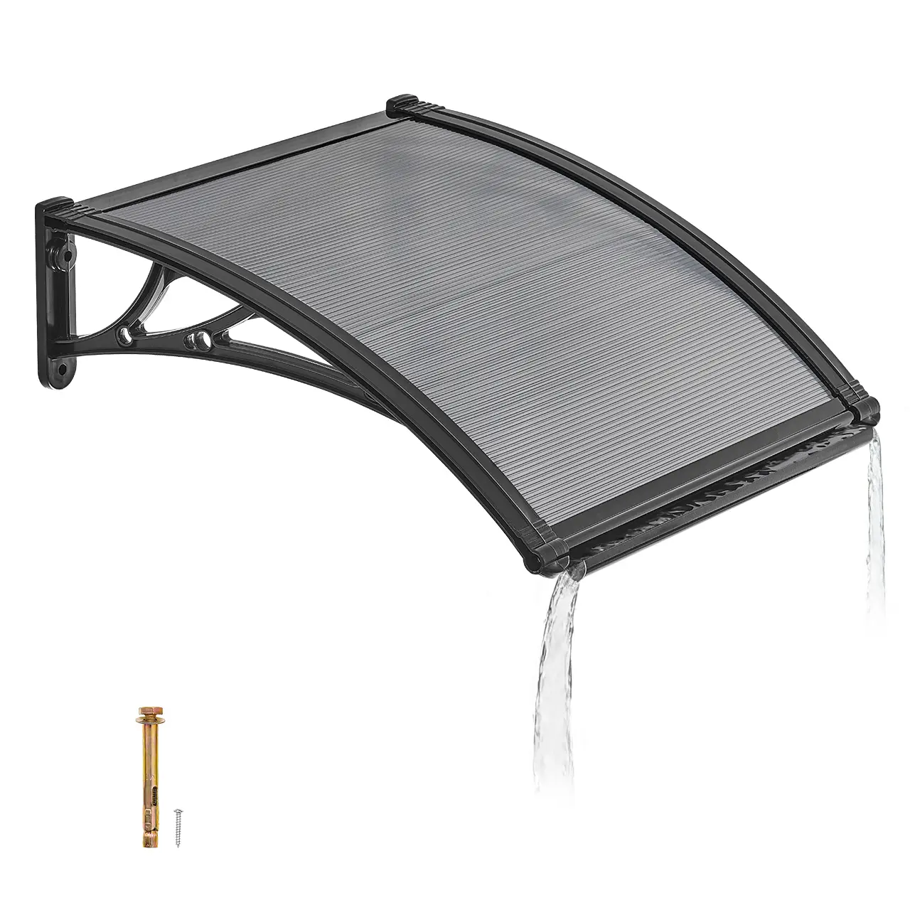 【SummerFinds】VEVOR Awnings for Door Entrance, 24 x 24 in, Exterior Front Door Window Awnings with Drainage & ABS Bracket, Rain Snow Sun Protection, Overhang Polycarbonate Door Canopy for Porch Patio, Smoky Gray