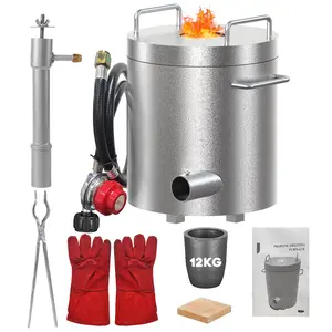 12KG Stainless Steel Propane Melting Furnace Kit with Crucible & Tongs – Complete Home Foundry Set for Scrap Metal Recycling, Smelting & Refining Gold, Silver, Copper & Aluminum