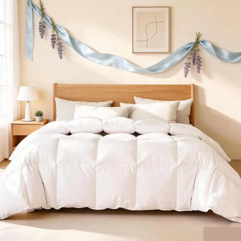 108x98 '' Goose Down Feather Comforter Duvet Insert - All Seasons Bedding, Lightweight, Fluffy, Breathable, Hypoallergenic, Anti-Bacterial, Double-Stitched, For Spring Fall, Dorm Room Use, Multiple Sizes, Warehouse Clearance Limited Stock Flash Sale Item