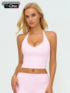 Women's V-Neck Yoga Tank Top, Casual Loose-Fitting Sports Bra, Breathable & Comfortable Gym Workout Clothes for Women, Sports Lingerie Top