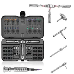 Premium 66-in-1 Magnetic Ratchet Screwdriver Set with Detachable T-Handle, All-in-One Home Repair Tool Kit for Furniture, Bicycle, Computer & Electronic Device Maintenance 90  degree  screwdriver