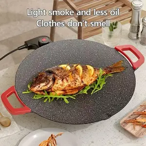 Smokeless Indoor Electric Grill – 800W Fast Heating Korean BBQ Grill with Dual-Zone Cooking, 14” Large Nonstick Griddle | Easy Clean, Portable Tabletop Grill for Steak, Burgers, Pancakes, Apartment & RV