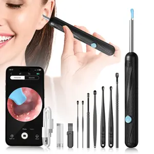 Ear Wax Removal Tool Camera with 1080P HD Ear Scope 6 LED Lights & 6 Ear Picks Black Compact Otoscope for Effective Cleaning - Earpick Flashlight