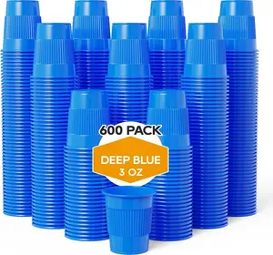600 Pack 3 oz Blue Disposable Plastic Cups - Small Bathroom Cups for Mouthwash, Rinsing, Dental Cups, Mini Tasting Cups for Parties & Snacks